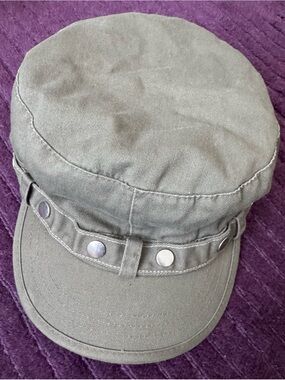 Olive Green Military-Style Denim Cap